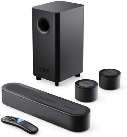 Alt Text for image 1: MAJORITY Bowfell Halo Soundbar and Subwoofer Setup