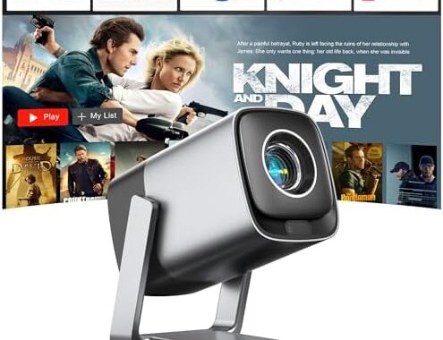 Smart Mini Beamer 4K Kompatibel mit Netflix & Dolby Audio, XuanPad Silver 25000 Lumen Beamer mit TOF Autofokus & Trapezkorrektur, WiFi6 & Bluetooth, 210° Drehbarer Heimkino Projektor für Handy/PC