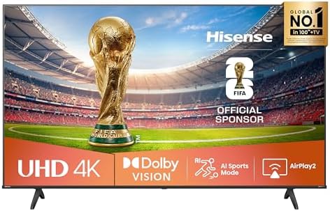 Hisense 55E6NT 139cm (55 Zoll) Fernseher, 4K UHD Smart TV, Precision Colour, HDR, Dolby Vision, 60Hz, Triple Tuner DVB-C/S/S2/T/T2, WiFi, HDMI 2.1, Bluetooth, Alexa Built-in, Schwarz, [2024] [Energieklasse E]