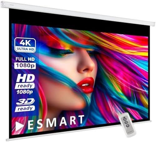 ESMART Economy EXM Motor-Leinwand in modernem Wohnzimmer